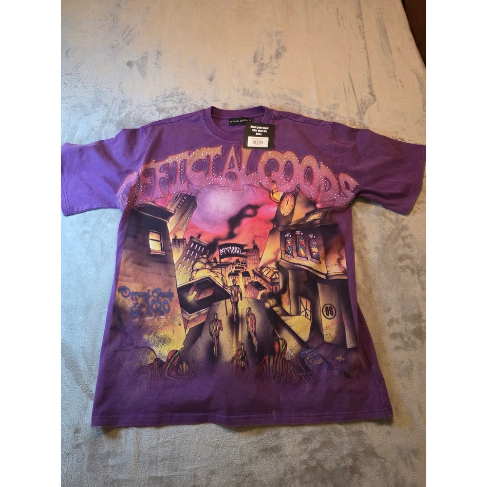 Official Goods Anarchy T-Shirt Mens Large Purple Graphic Rhinestone Streetwear